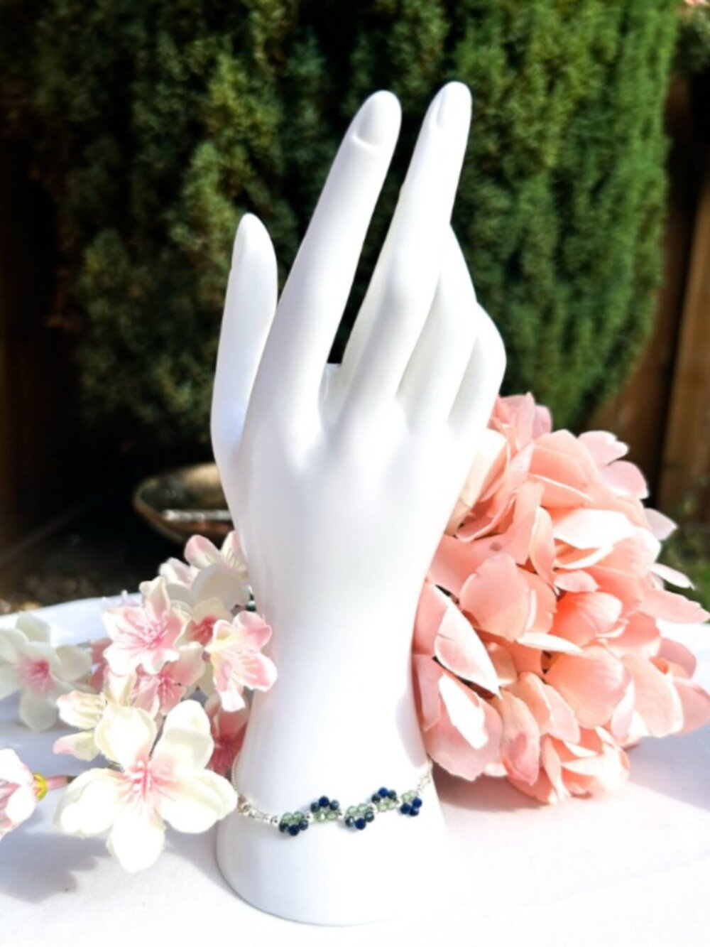 Blue and Green Sapphire Bracelet in Silver, September Birthstone Gift